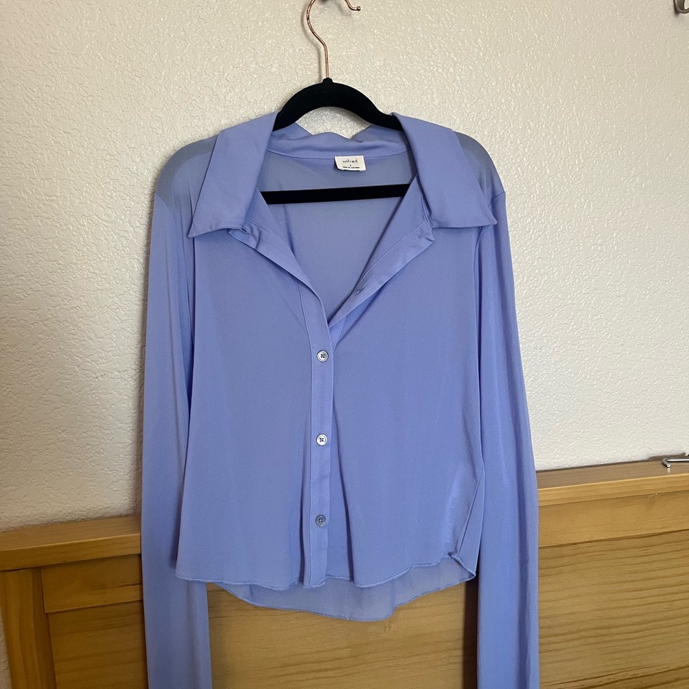 Wilfred Blue Fitted Button Down Shirt, from Aritzia